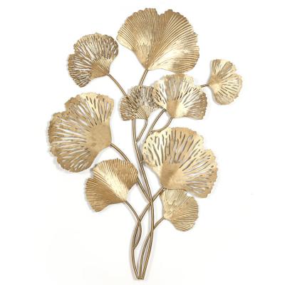 China Modern 3D Wall Decor, Ginkgo Leaf Metal Wall Art Hanging Decor for Living Room for sale