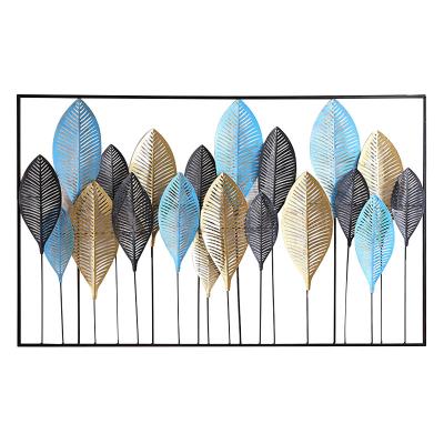 China Modern 3d Leaf Decorative Living Room Metal Wall Decorations for Home Luxury for sale