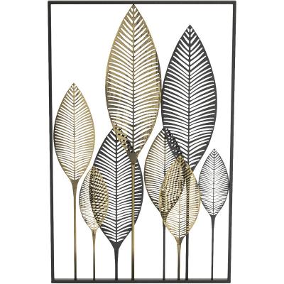 China Modern Luxury Pictures Framed Metal Leaf Wall Hanging Decoration for Living Room for sale