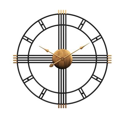 China Modern Wholesale European Metal Circular Bedroom Living Room Decor Quartz Wall Clock for sale