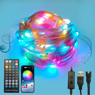 China Music Synchronization 2022 Hot Sale Custom App RGB LED String Lights Remote Control Christmas Tree Decoration String Lights for sale