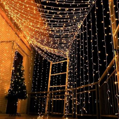 China 3*3m Connectable Icicle String Lights Led Curtain Garland New Year Christmas Tree Wedding Fairy Connectable Curtain Light for sale