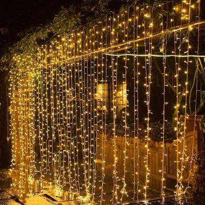 China Twinkle Patchable Star 3M X 3M 300 LED Window Curtain String Light Plug EU/USA Outdoor Indoor Wedding Wall Light Decorations for sale