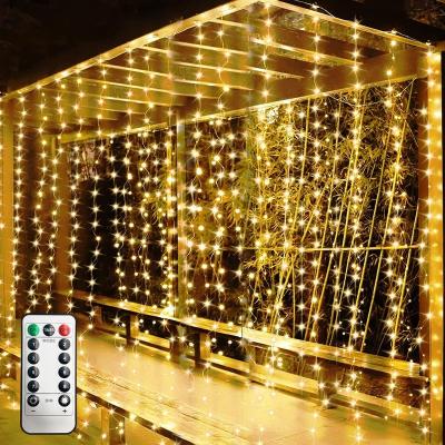 China Curtain Lights Twinkle Holiday 3*3m 300 Led Curtain String Light Indoor Decoration Lights 8 Mode AC Plug Waterproof Outdoor Tree Wedding for sale