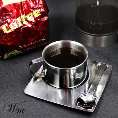 China CLASSIC Wholesale Double Wall Coffee Mug Set Of 3 Coffee Spoon Plate for sale