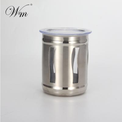 China Visible Metal Stainless Steel Kitchen Coffee Tea Canister for sale