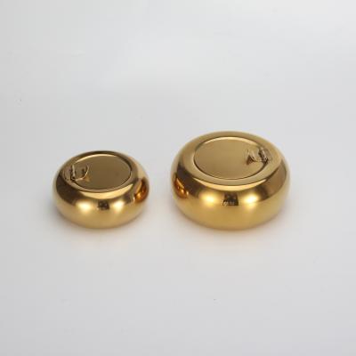 China Hot Selling Stainless Steel Gold Coating Stainless Steel Windproof Ashtray With Lid for sale