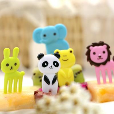 China Viable 10pcs Kawaii Animal Food Fruit Picks Forks Home Party Decor Accessory Tool for sale