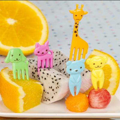 China 10pcs Viable Bento Kawaii Animal Food Fruit Picks Forks, Giraffe, Dog, Cat, Bear, Monkey for sale