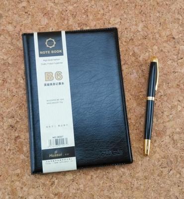 China PU Black Leather Notebook / Customized A5 Office Diary for sale