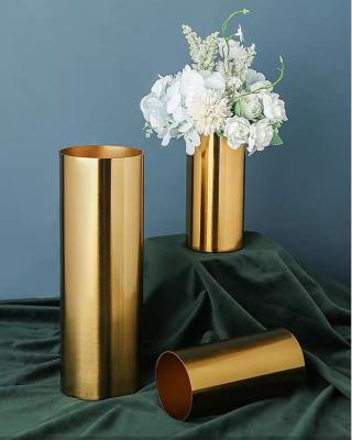 China Large Gold and Metal Touch Planter Flower Vases Natural Luxury Indoor Gold Steel Tall Flower Pot for Home Decor for sale