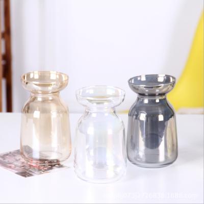 China Wholesale Electroplating Colored Glass Vase Mini Natural Touch Vase Decoration Glass Vase for sale