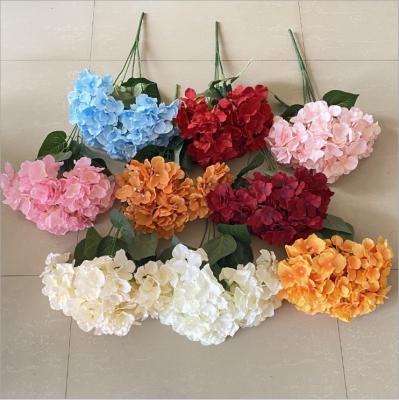 China Wholesale 5 Heads Natural Silk Hydrangea Netting Artificial Touch Hydrangea For Home Wedding Decoration for sale