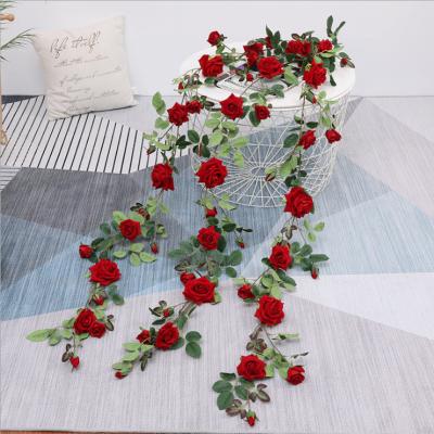 China Wholesale Natural Wedding Decoration Artificial Touch Rose Garland Rose Vines for sale