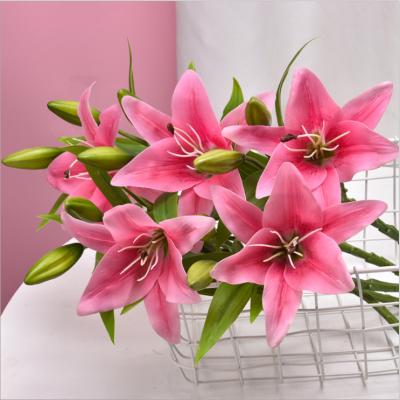 China Factory Wholesale Natural Artificial Latex Real Touch 3D Printing Artificial Wild Lily Flowers Home Decoration Silk Flowers for sale