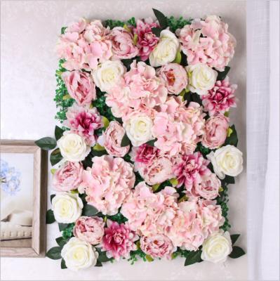 China Natural Touch Flower Panel Wedding Rose Wall Customized Artificial Silk Rose Flower Wall Panel Wedding Backdrop for sale