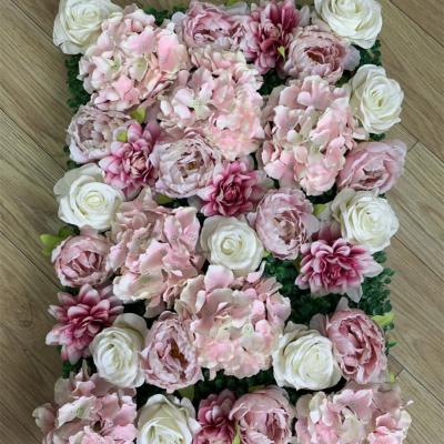 China Artificial Silk Rose Flower Wall Panel Natural Decorative Flower Wall Wedding Touch Panel for sale