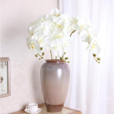 China Silk Touch Orchid 10 Head Latex Orchids Real Touch Natural Artificial White Artificial Silicon Flowers for sale