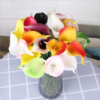 China Hot Selling Real Natural Touch Cheap Calla Lily Artificial Flowers Bouquet Mini Pu Touch For Home Wedding Party Decoration Table Centerpiece for sale