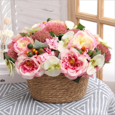 China Natural Touch 3 Heads Artificial Silk Rose Cream Rose Bouquet For Home Wedding Living Room Decor for sale