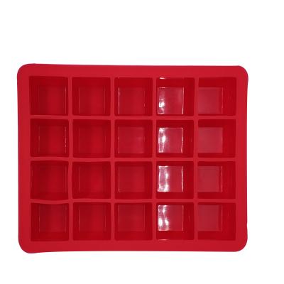 China Viable Square 20-Cavity Ice Cube Trays Elastic Tray Pudding DIY Maker Silicone Mold Kitchen Tool for sale