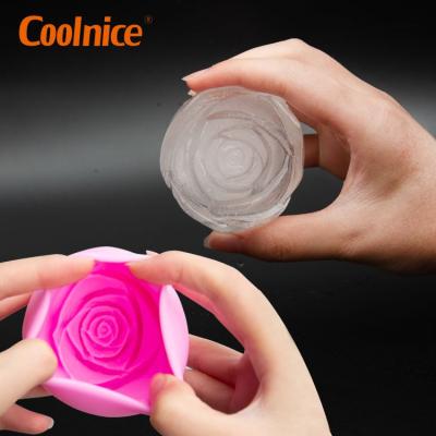 China 2021 Viable Hot Sale Special Shape 3D Design Custom Decorating Silicone Rose Flower Ice Mold for sale