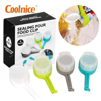 China Customized 4 Pack Sustainable Kitchen Tool Food Storage Sealing Clips With Pour Spouts for sale