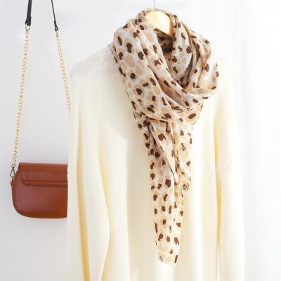 China Winter Fashionable Cozy Shawl Ladies Warm Selling Wool Leopard Print Wool Female Scarf for sale