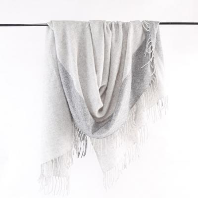 China Good Quality Wool Gray Four Side Fringes Ladies Lightweight Wool Scarf Shawl for sale