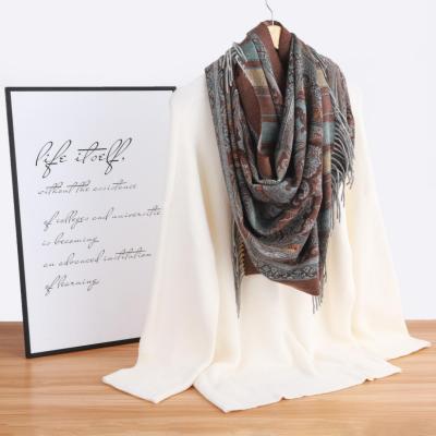 China Wholesale Women Plaid Fashion Large Wool Winter Wool Blend Scarf Soft Warm 100% Shawl for sale