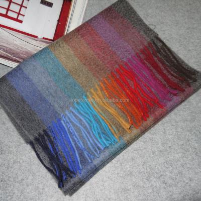 China Woolen Inner Mongolia Cashmere Scarf Rainbow Color Scarves for sale