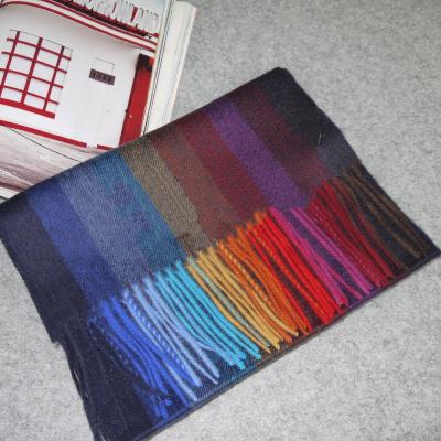 China factory wholesale 70%wool 30%cashmere rainbow color wool cashmere blend scarf for sale