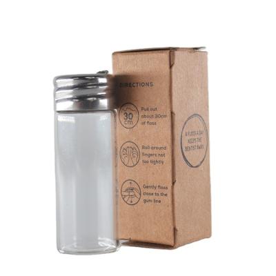 China soft & 30meters Smooth Biodegradable Zero Waste Candelilla Waxed Mint Flavored Corn Floss In Glass Bottle for sale