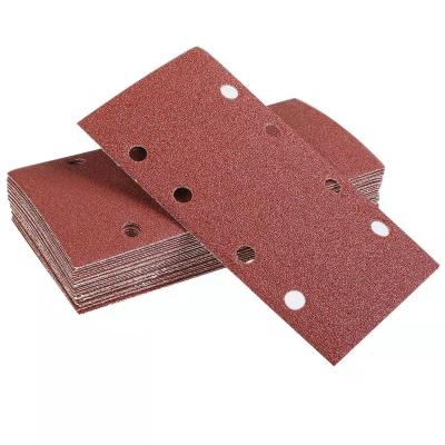 China General Metal Wood Wall Pait 93 x 185mm Sanding Sheets Punched 8 Holes Sand Paper for Wood Metal Assorted P40 P60 P80 P100 P150 Grit Hook and Loop Pads 50PCS for sale