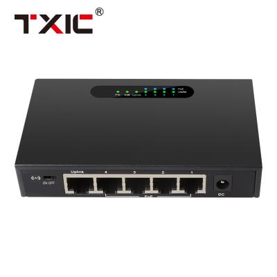 China POE 5 Port Gigabit Ethernet 10/100/1000Mbps PoE Switch 4 Ports @65W Desktop Socket and Play Metal Sturdy with Unmanaged Shielded Ports for sale