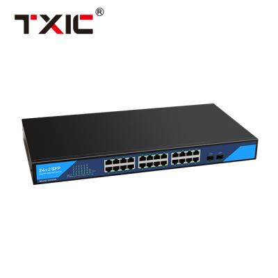 China Home/Office/IP Camera/CCTV 10/100/1000M 24 Port Combine 2 Port Fiber Optic Gigabit Ethernet Switch with Realtek Chipset Controller for sale