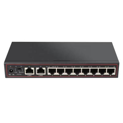 China Plug and Play 10 Ports 10/100Mbps Ethernet PoE Switch Injector Durable Metal Housing (8 PoE +2 Port Ethernet Uplink) 802.3at/af PoE for sale