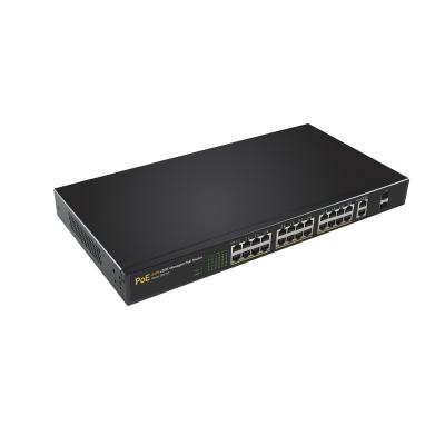 China Port Managed POE 24 POE Switch with 2 Gigabit Uplink 2 SFP Port Network Switch Ethernet for Full Duplex and Half Duplex IP Camera for sale