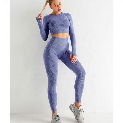 China 2021 sportwear women yoga fitness wear 3 piece breathable running suit seamless yoga suit made by china factory for sale