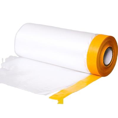 China Car Waterproof Plastic HDPE Masking Film Pre-Recorded Film Adhesive Automotive Paint Protective Masking Film for sale