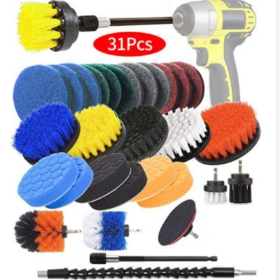 China Stocked Drill Brush Scrub Pads 31 Piece Power Scrubber Cleaning Kit - All-Purpose Cleaner Scrubbing Cordless Drill Pad Brush for sale