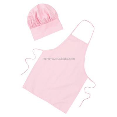 China BSCI Factory 100%Cotton Eco-friendly Kids Pink Apron With Chef Hat for sale