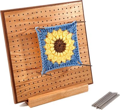 China Sustainable handmade wooden baffle for knitting crochet with stainless steel rod pins for sale