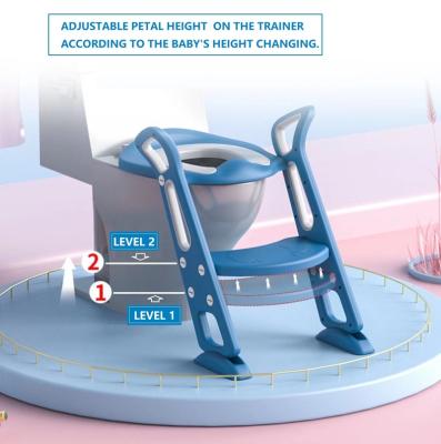 China Deluxe School Age Kids Toilet Training Seat Baby Toilet Trainer For Boys And Girls With Adjust Step for sale
