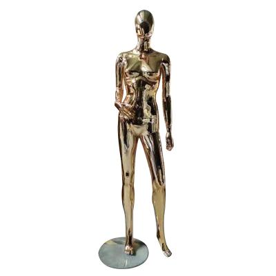 China Large Size Eco - Friendly Female Full Body Gold Plated Round Base Stand Mannequin for sale