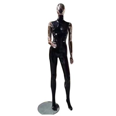 China Rose Black Glossy Electroplated Female Eco-friendly Realistic Plastic Full Body Mannequin for sale