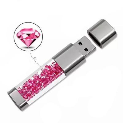 China Beautiful Crystal Memory Disk USB Pendrive 64GB Flash Drive Customize Logo For Gifts for sale