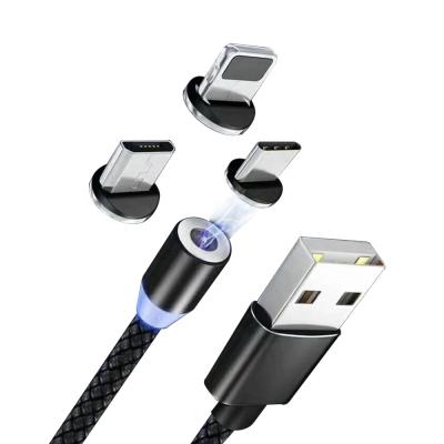 China High Quality Mobile Phone 3 in 1 Magnetic Cable Data USB Adapter Fast Charging Cable with LED Lighting Fast 2A Output for sale