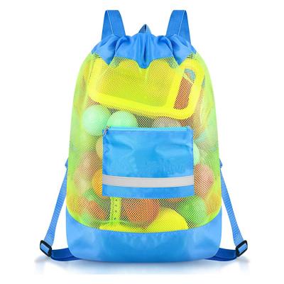 China Lightweight/Waterproof Sand Toy Bag Durable Backpack Swim Mesh Beach Bag Large Tote and Pool Kids Balls Drawstring Storage Bags Water Sand Away for sale