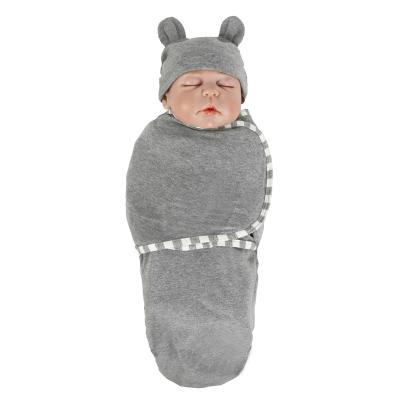 China Breathable Custom Comfy Goods Using Newborn Baby Sleep Sack Wrap Blanket Hat Set To Wrap Baby Boy Easy Adjustable Wrap for sale